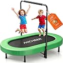 ANCHEER Trampoline for Kids, Toddler Trampoline Indoor Sports and Outdoor Games 56" Kids Rebounder 220LBS Capacity with Adjustable Safety Handrail Foldable Jumper for Boys and Girls