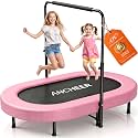 ANCHEER Trampoline for Kids, Toddler Trampoline Indoor Sports and Outdoor Games 56" Kids Rebounder 220LBS Capacity with Adjustable Safety Handrail Foldable Jumper for Boys and Girls