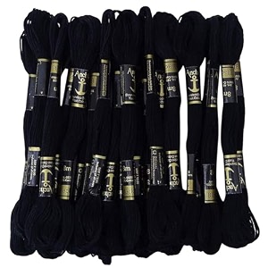 anchor cross stichlong stich embroidery cotton threadspack of 25 8 mt each skeins black