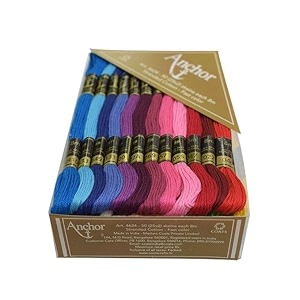 anchor cross stichlong stich embroidery cotton threadspack of 25 8 mt each skeins multicolour 25 shades x 2 each - 50 skeins