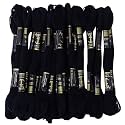 Anchor Cross Stich/Long Stich Embroidery Cotton Threads,Pack of 25, 8 Mt Each Skeins (Black)