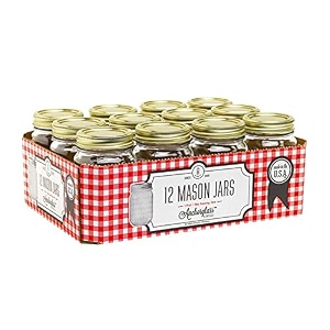 anchor hocking 1 pint home canning jars with metal lids amp rings clear