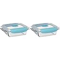 Anchor Hocking Cake Dish with TrueLock Locking Lid Bakeware, Clear, 2 Quart (8 Inch Square) (Pack of 2)