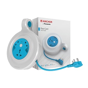 anchor by panasonic 5223 diamond 6a flexi cord 3 pin 4 mtr socket blue amp white 240 volts