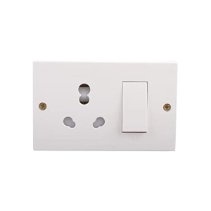 anchor by panasonic polycarbonate 20 amp penta combined 2-hole box with switch white 1461614310