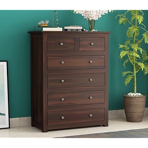 contemporary sheesham wood chest of drawers 6 drawer storage sideboardbedroom hall home office furniture kitchen cabinet walnut finish