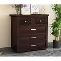 Home Furniture Sheesham Wood Chest of Drawers 5 for Living Room || Sideboard Cabinet Storage || Kitchen Cabinet || Bedroom Hall Home Office Furniture, Walnut Finish