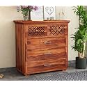 Home Furniture Sheesham Wood Chest of Drawers 5 for Living Room || Sideboard Cabinet Storage || Kitchen Cabinet || Bedroom Hall Home Office Furniture, Honey Finish