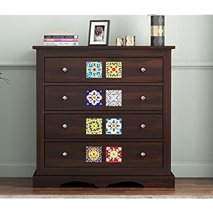 anchorwood home furniture sheesham wood handcrafted chest of drawers with 4 drawers sideboard cabinet storage  kitchen cabinet  bedroom furniture walnut finish