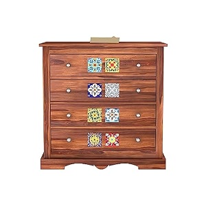 anchorwood home furniture solid sheesham wood handcrafted chest of drawers with 4 drawers sideboard cabinet storage  kitchen cabinet  bedroom furniture honey finish