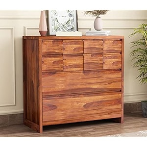 anchorwood sheesham wood 10-drawer chest of drawers and dresser organize sideboardbedroom hall home office furniture kitchen cabinet aaniel honey finish