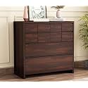ANCHORWOOD Sheesham Wood 10-Drawer Chest of Drawers and Dresser: Organize Sideboard,Bedroom Hall Home Office Furniture, Kitchen Cabinet, (Aaniel, Walnut Finish)