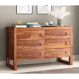 sheesham wood 6 drawer chest of drawers and dresser organize sideboardbedroom hall home office furniture kitchen cabinet pylan honey finish
