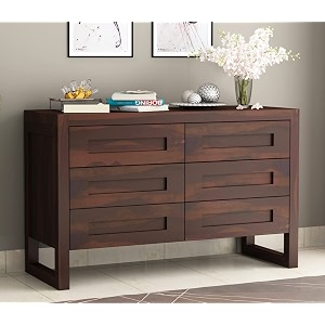 sheesham wood 6 drawer chest of drawers and dresser organize sideboardbedroom hall home office furniture kitchen cabinet pylan walnut finish