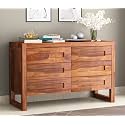 Sheesham Wood 6 Drawer Chest of Drawers and Dresser: Organize Sideboard,Bedroom Hall Home Office Furniture, Kitchen Cabinet, (Pylan, Honey Finish)