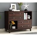 ANCHORWOOD Solid Sheesham Wood Wooden Chest of Drawers with 4 Drawers and 2 Shelf Storage for Bedroom Hall Living Room (Walnut Finish)