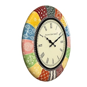 decorative round wooden case roman numbers wall clock for living room home decor office gifts size 45 x 65 x 45 cm  color multicolor  weight 2450 gram
