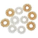 Sujok Ring Manual Finger Massage Handheld Massager For Metal Ring, Silver 5 & Golden 5 (Total-10Pc)