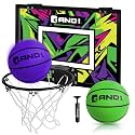AND1 Over the Door Mini Basketball Hoop: 18x12 Shatterproof Backboard, 2 Mini Basketballs, and Hand Pump Included- Ultimate Indoor Basketball Accessory for Kids and Adults, No Tools Required