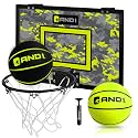 AND1 Over the Door Mini Basketball Hoop: 18x12 Shatterproof Backboard, 2 Mini Basketballs, and Hand Pump Included- Ultimate Indoor Basketball Accessory for Kids and Adults, No Tools Required