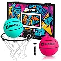 AND1 Over the Door Mini Basketball Hoop: 18x12 Shatterproof Backboard, 2 Mini Basketballs, and Hand Pump Included- Ultimate Indoor Basketball Accessory for Kids and Adults, No Tools Required