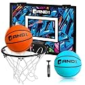 AND1 Over the Door Mini Basketball Hoop: 18x12 Shatterproof Backboard, 2 Mini Basketballs, and Hand Pump Included- Ultimate Indoor Basketball Accessory for Kids and Adults, No Tools Required