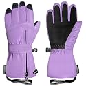 Andake Winter Ski Snow Gloves for Kids 2-14 - Waterproof Thermal Mittens for Boys Girls with Anti-Loss Wrist Strap, Windproof Cold Protection & Cute Printing Design Toddler Snow Gloves