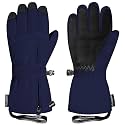 Andake Winter Ski Snow Gloves for Kids 2-14 - Waterproof Thermal Mittens for Boys Girls with Anti-Loss Wrist Strap, Windproof Cold Protection & Cute Printing Design Toddler Snow Gloves