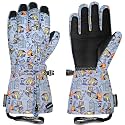 Andake Winter Ski Snow Gloves for Kids 2-14 - Waterproof Thermal Mittens for Boys Girls with Anti-Loss Wrist Strap, Windproof Cold Protection &amp; Cute Printing Design Toddler Snow Gloves