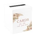Andaz Press Sturdy White Boho Dried Floral Wedding Card Box - Gift Box for Cards, Bridal Shower, Baby Shower, Graduation Parties - 10x10x10 Inches