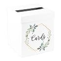 Andaz Press Sturdy White Wedding Day Card Box Geometric Greenery Wedding Gift Box for Cards Card Box for Bridal Shower Baby Shower Birthday Graduation Events 10x10x10 Inches
