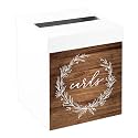 Andaz Press Sturdy White Wedding Day Card Box Rustic Brown Line Wreath Wedding Gift Boxes for Cards Card Box for Bridal Shower Baby Shower Birthday Graduation Events 10x10x10 Inches