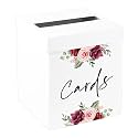 Andaz Press Sturdy White Wedding Day Card Box Burgundy Pink Florals Wedding Gift Boxes for Cards Card Box for Bridal Shower Baby Shower Birthday Graduation Events 10x10x10 Inches