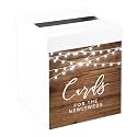 Andaz Press Sturdy White Wedding Day Card Box Rustic Wood with String Lights Wedding Gift Boxes for Cards Card Box for The Newlyweds 10x10x10 Inches