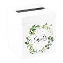 Andaz Press Sturdy White Wedding Day Card Box Greenery Wreath Wedding Gift Boxes for Cards Card Box for Bridal Shower Baby Shower Birthday Graduation Events 10x10x10 Inches