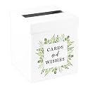 Andaz Press Sturdy White Wedding Day Card Box Greenery Frame Wedding Gift Boxes for Cards Card Box for Bridal Shower Baby Shower Birthday Graduation Events 10x10x10 Inches
