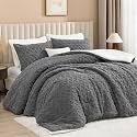 Andency Fluffy Sherpa Full Comforter Set Gray