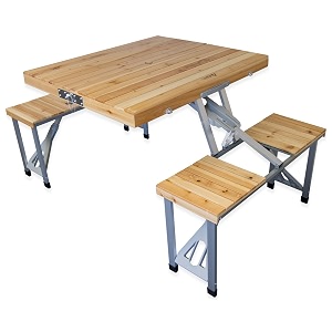 andes wooden folding portable campingpicnic outdoor table amp stool chair set
