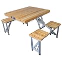 Andes Wooden Folding Portable Camping/Picnic Outdoor Table & Stool Chair Set