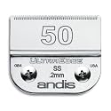 Andis UltraEdge 3-3/4 Inch Skip Tooth Dog Clipper Blade, Carbon-Infused Steel Pet Grooming Replacement Blade, 1/2 Inch Cut Length, Chrome Finish for AGC and BDC Series