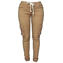 Andongnywell Womens Solid Color Stretch Drawstring Skinny Pants Cargo Joggers Butt Lift Pant with Pockets