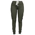 Andongnywell Womens Solid Color Stretch Drawstring Skinny Pants Cargo Joggers Butt Lift Pant with Pockets