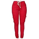 Andongnywell Womens Solid Color Stretch Drawstring Skinny Pants Cargo Joggers Butt Lift Pant with Pockets