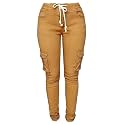 Andongnywell Womens Solid Color Stretch Drawstring Skinny Pants Cargo Joggers Butt Lift Pant with Pockets
