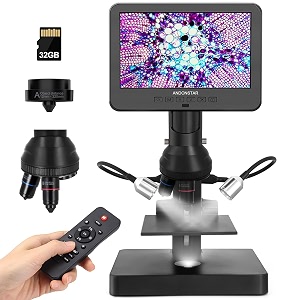 andonstar ad246s-p hdmi digital microscope with 73939 screen 4000x 3 lens 2160p uhd video record for error coins biological kit for adults and kids prepared slides