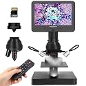Andonstar AD246S-P HDMI Digital Microscope With 7'' Screen, 4000x 3 Lens 2160P UHD Video Record for Error Coins, Biological Kit for Adults and Kids, Prepared Slides