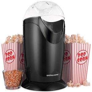 andrew james popcorn maker machine healthy air popper popcorn machine with 8 boxes american cinema style 1200w black