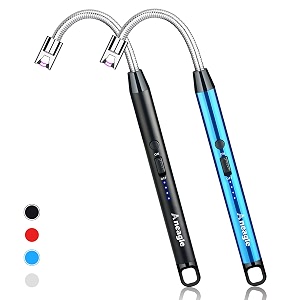 electric arc lighter rechargeable windproof black modern style metal amp plastic core ideal for candles cooking fireworks
