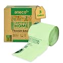 ANECO 100% Compostable Food Waste Bags 3 Gallon, 100 Count