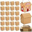 Aneco 48 Sets Christmas Gingerbread House Craft Kit with Twine DIY Xmas Gift Cookies Candy Boxes Build Kraft Gingerbread House Supplies for Christmas Holiday Fun Party Game Decorations